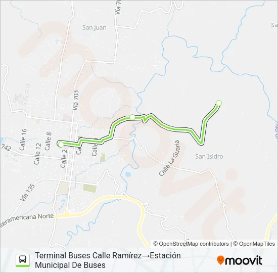 SAN RAMÓN  -  SAN ISIDRO EXT. CALLE RAMÍREZ Bus Line Map