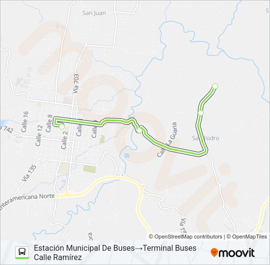 Mapa de SAN RAMÓN  -  SAN ISIDRO EXT. CALLE RAMÍREZ de autobús