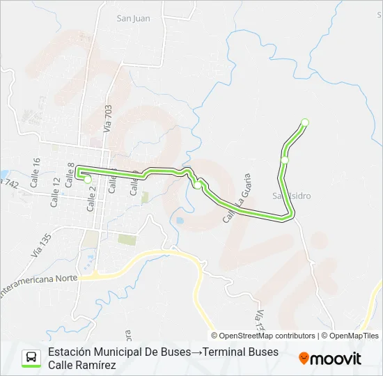 SAN RAMÓN  -  SAN ISIDRO EXT. CALLE RAMÍREZ Bus Line Map