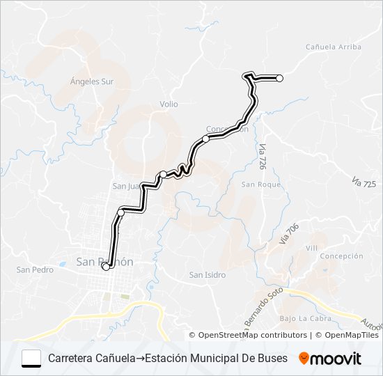 Mapa de SAN RAMÓN - SAN JUAN - CHAPARRAL - CONCEPCIÓN ARRIBA de autobús