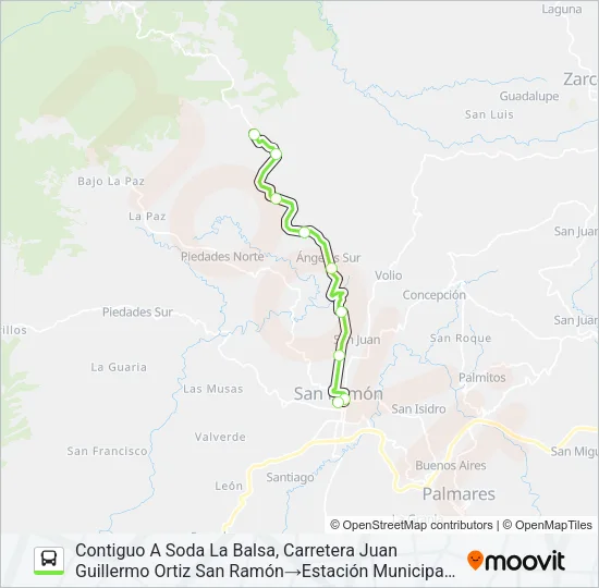SAN RAMÓN - LOS ÁNGELES - LOS ÁNGELES NORTE - LA BALSA Bus Line Map