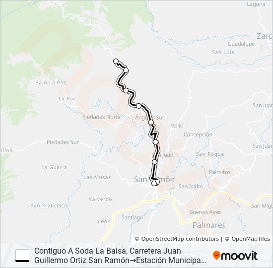 Mapa de SAN RAMÓN - LOS ÁNGELES - LOS ÁNGELES NORTE - LA BALSA de autobús