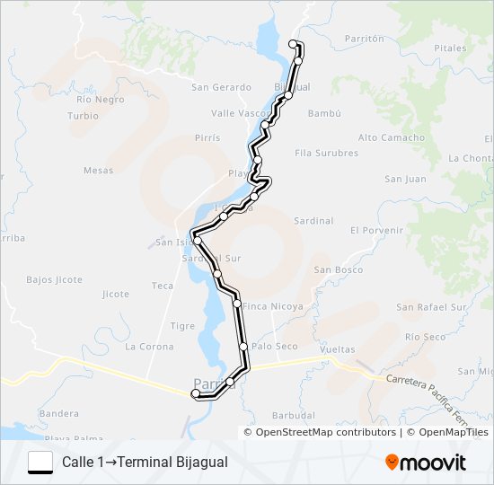 PARRITA - BIJAGUAL bus Line Map