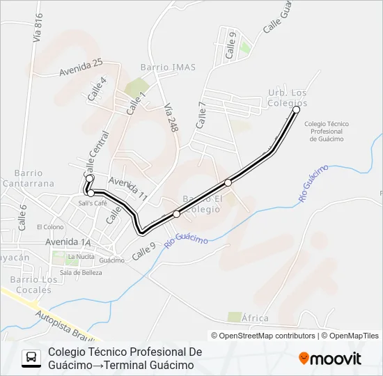 GUACIMO - COLEGIO Bus Line Map