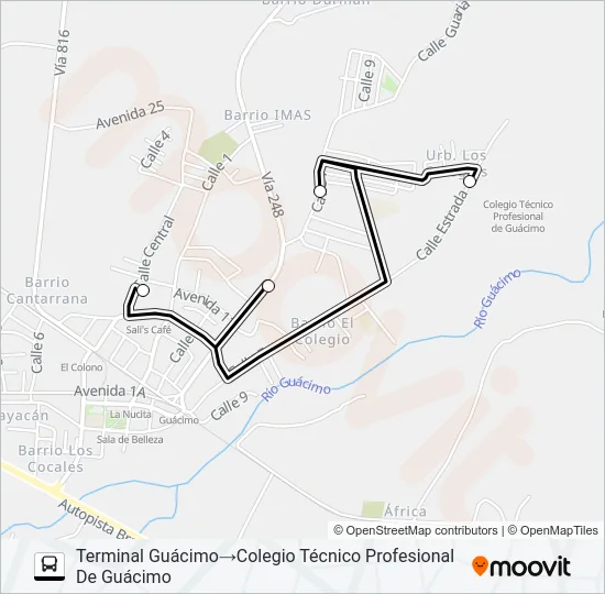 GUACIMO - COLEGIO Bus Line Map