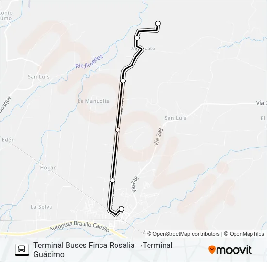 GUACIMO - ROSALIA (FINCAS 1, 2 Y 3) Bus Line Map