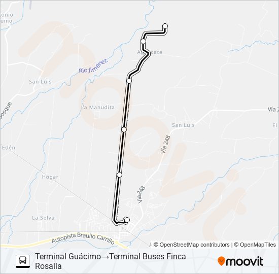 Mapa de GUACIMO - ROSALIA (FINCAS 1, 2 Y 3) de autobús