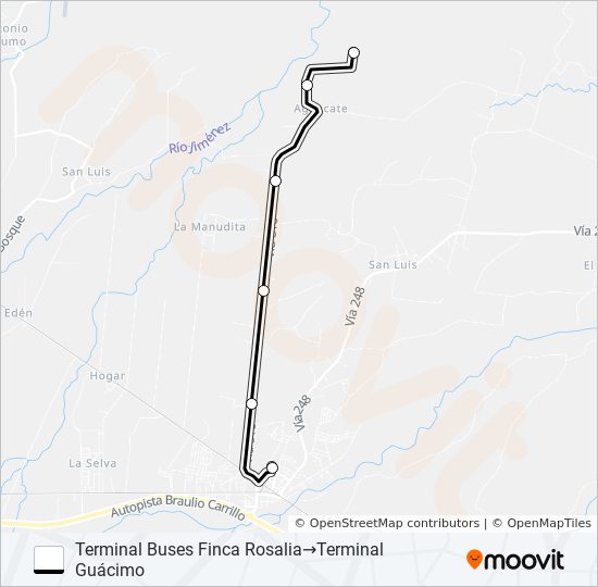 Mapa de GUACIMO - ROSALIA (FINCAS 1, 2 Y 3) de autobús