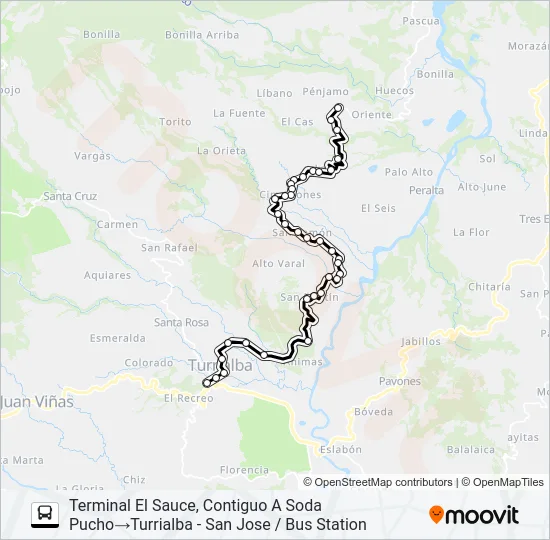 TURRIALBA - EL SAUCE - ORIENTE Bus Line Map