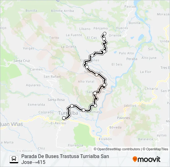 TURRIALBA - EL SAUCE - ORIENTE Bus Line Map