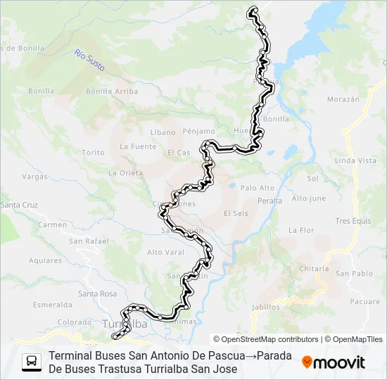 TURRIALBA - SAN ANTONIO DE PASCUA Bus Line Map