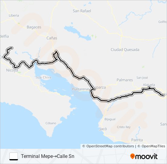 SAN JOSE - QUEBRADA HONDA - STA BARBARA - CORRALILLO - ORTEGA - BOLSON bus Line Map