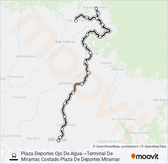 Mapa de MIRAMAR - OJO DE AGUA de autobús