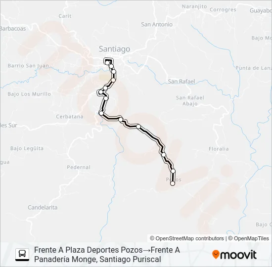 PURISCAL - POZOS Bus Line Map