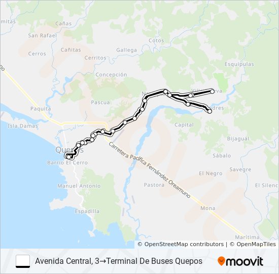 Mapa de QUEPOS - LONDRES ARRIBA de autobús