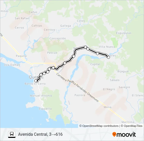 QUEPOS - LONDRES ARRIBA Bus Line Map