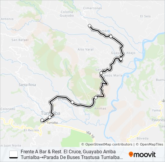 TURRIALBA - CRUCE GUAYABO bus Line Map