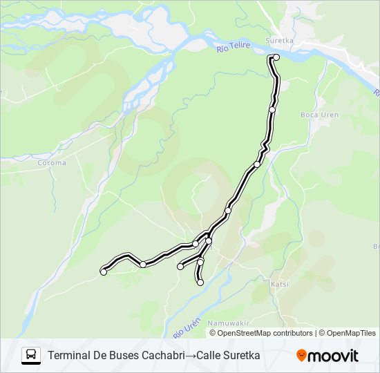 Mapa de SURETKA - CACHABRI de autobús