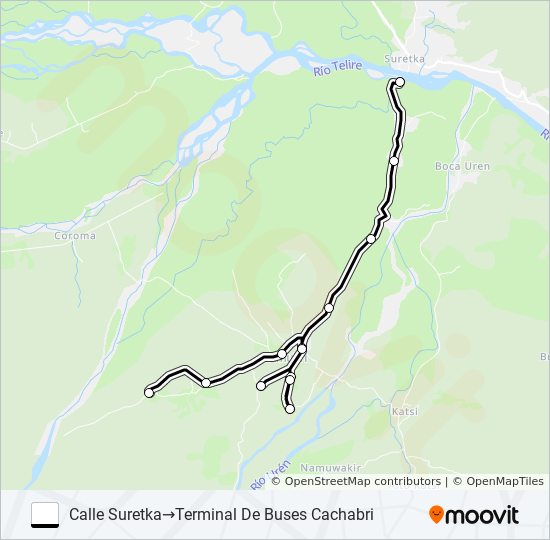 Mapa de SURETKA - CACHABRI de autobús