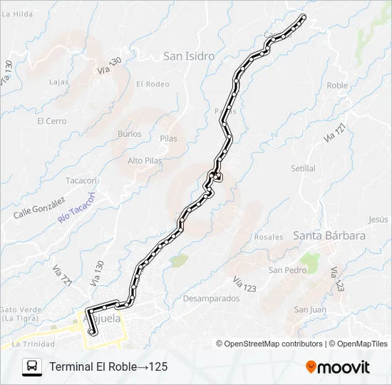 ALAJUELA - CARRIZAL Bus Line Map