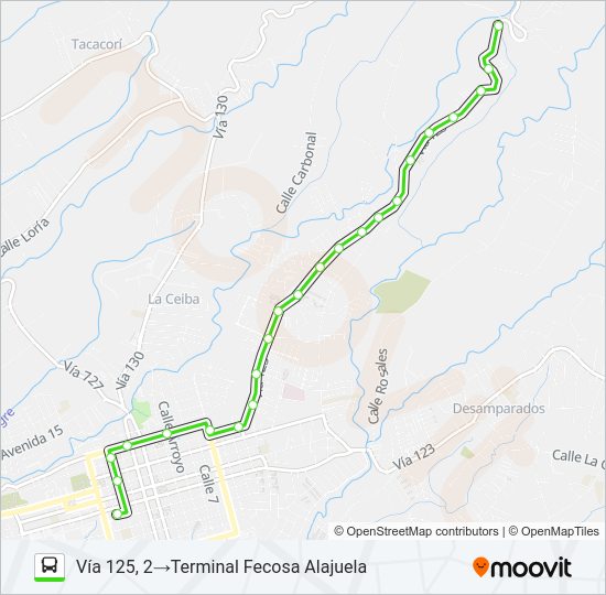 Mapa de ALAJUELA - PUENTE NEGRO de autobús