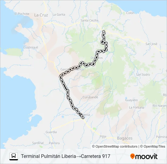 LIBERIA - BRASILIA Bus Line Map