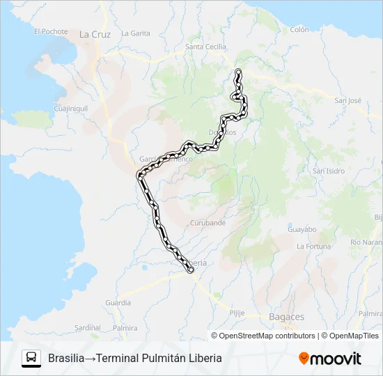 LIBERIA - BRASILIA Bus Line Map