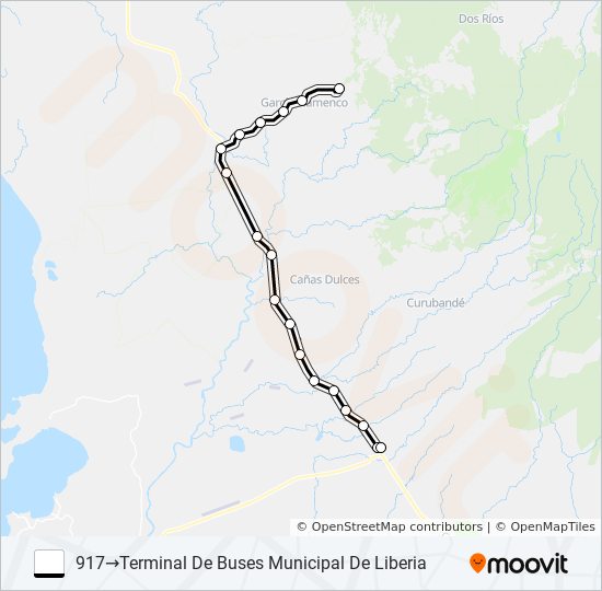 Mapa de LIBERIA - QUEBRADA GRANDE de autobús
