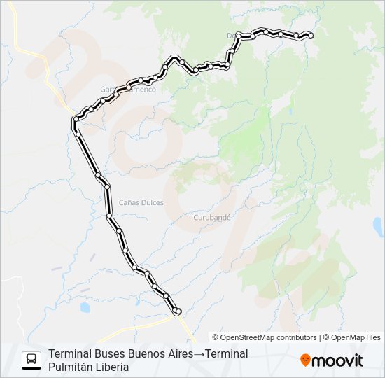 Mapa de LIBERIA  - DOS RIOS DE UPALA -  BUENOS AIRES de autobús