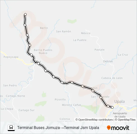 UPALA - JOMUZA Bus Line Map