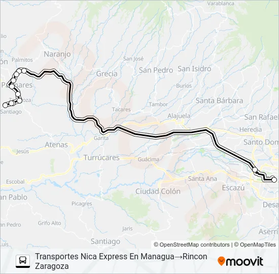 SAN JOSE - RINCON DE ZARAGOZA Bus Line Map