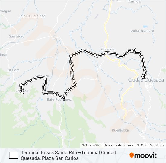 Mapa de CIUDAD QUESADA -  SANTA RITA de autobús