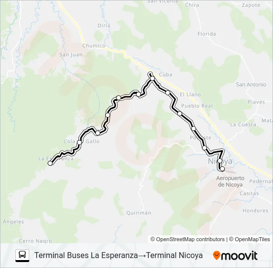 NICOYA -  LA ESPERANZA Bus Line Map