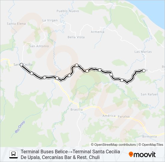 Mapa de SANTA CECILIA -  BELICE de autobús