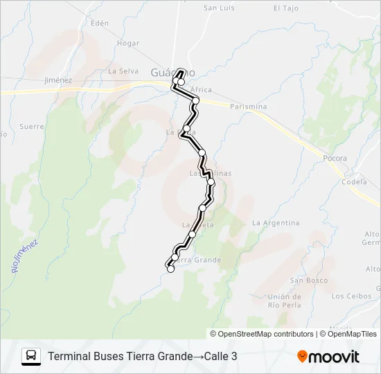 GUACIMO - TIERRA GRANDE Bus Line Map
