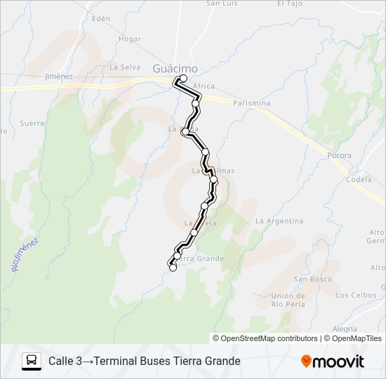GUACIMO - TIERRA GRANDE Bus Line Map