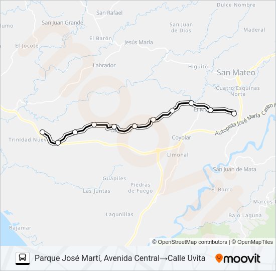 Mapa de OROTINA  -  CASCAJAL  -  CEIBA  -  KILOMETRO 81 de autobús