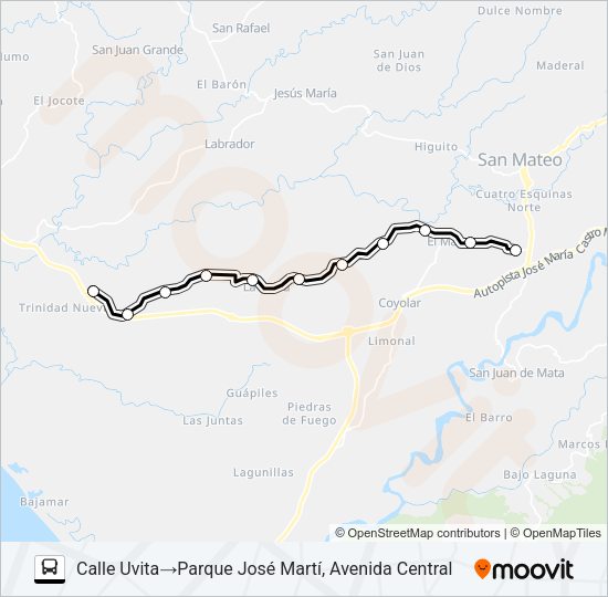 Mapa de OROTINA  -  CASCAJAL  -  CEIBA  -  KILOMETRO 81 de autobús