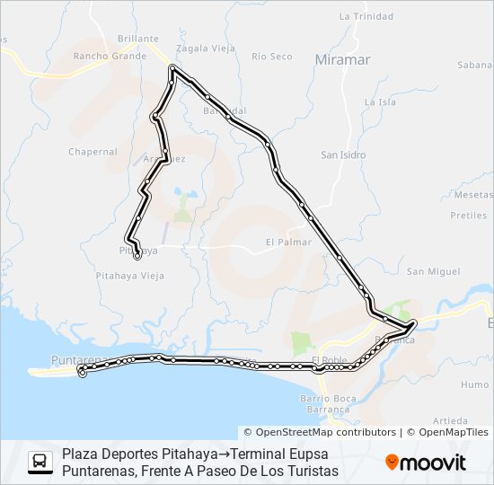PUNTARENAS - PITAHAYA bus Line Map