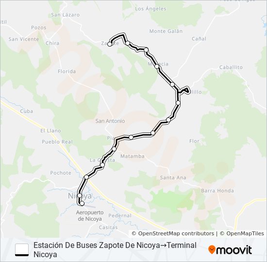 NICOYA - ZAPOTE bus Line Map