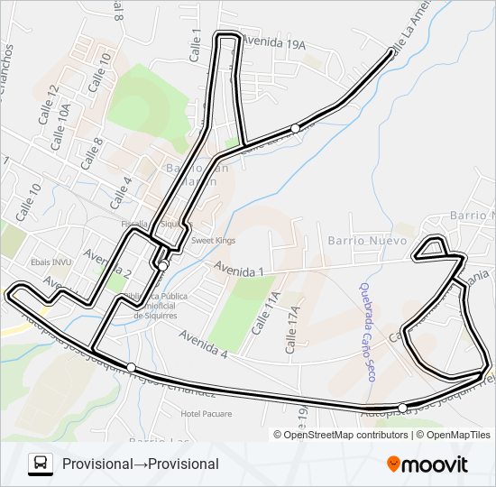 Mapa de SIQUIRRES - Bº BETANIA  -  SAN MARTIN de autobús