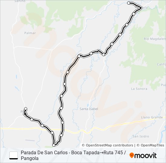 Mapa de PITAL - PANGOLA de autobús
