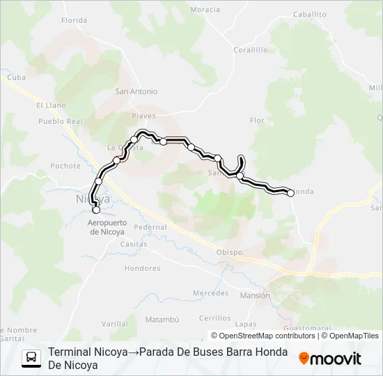 NICOYA - NICARAGÜITA Bus Line Map