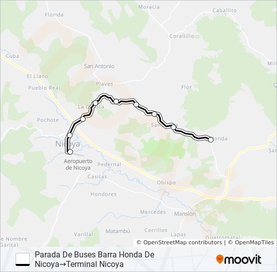 Mapa de NICOYA - NICARAGÜITA de autobús