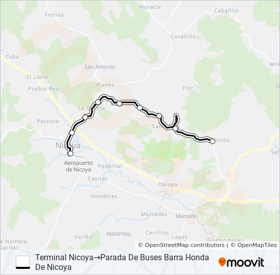 Mapa de NICOYA - NICARAGÜITA de autobús