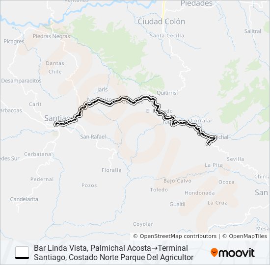 PURISCAL - PALMICHAL bus Line Map