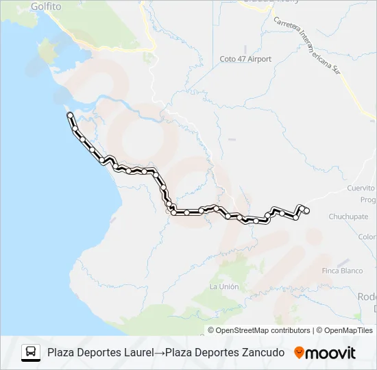 LAUREL - PLAYA ZANCUDO Bus Line Map