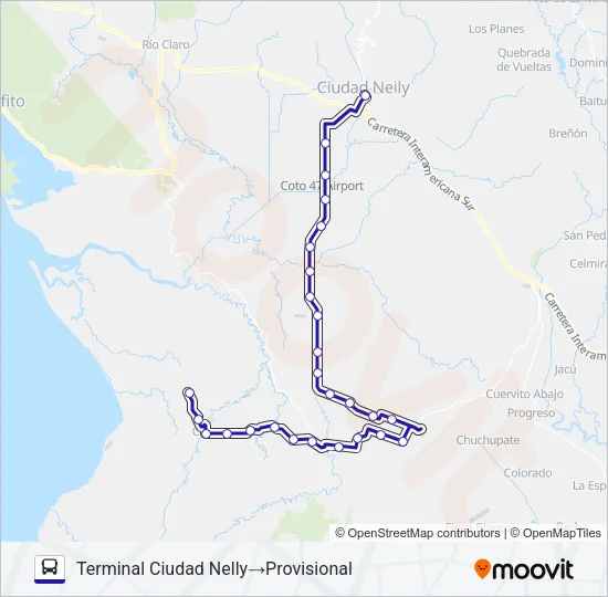 CIUDAD NEILY - PLAYA ZANCUDO Bus Line Map