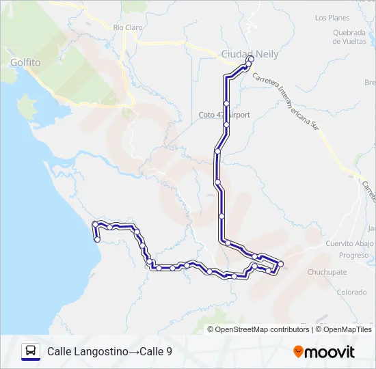 CIUDAD NEILY - PLAYA ZANCUDO Bus Line Map