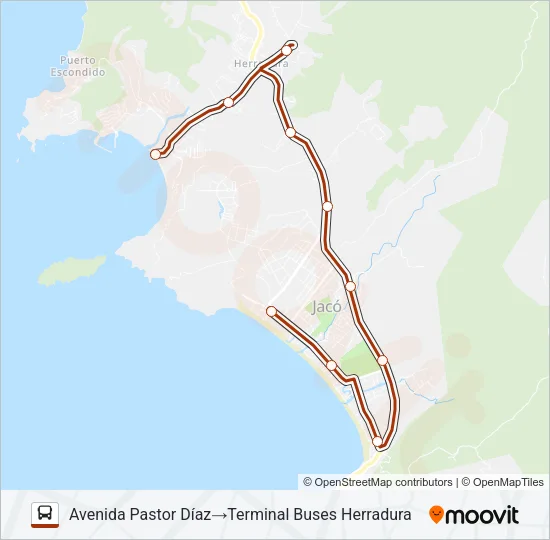HERRADURA - JACO Bus Line Map